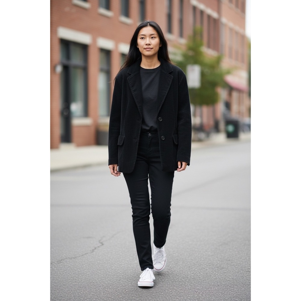 J.Crew Womens Vintage Corduroy Blazer Jacket Black Wide Wale Cotton Medium